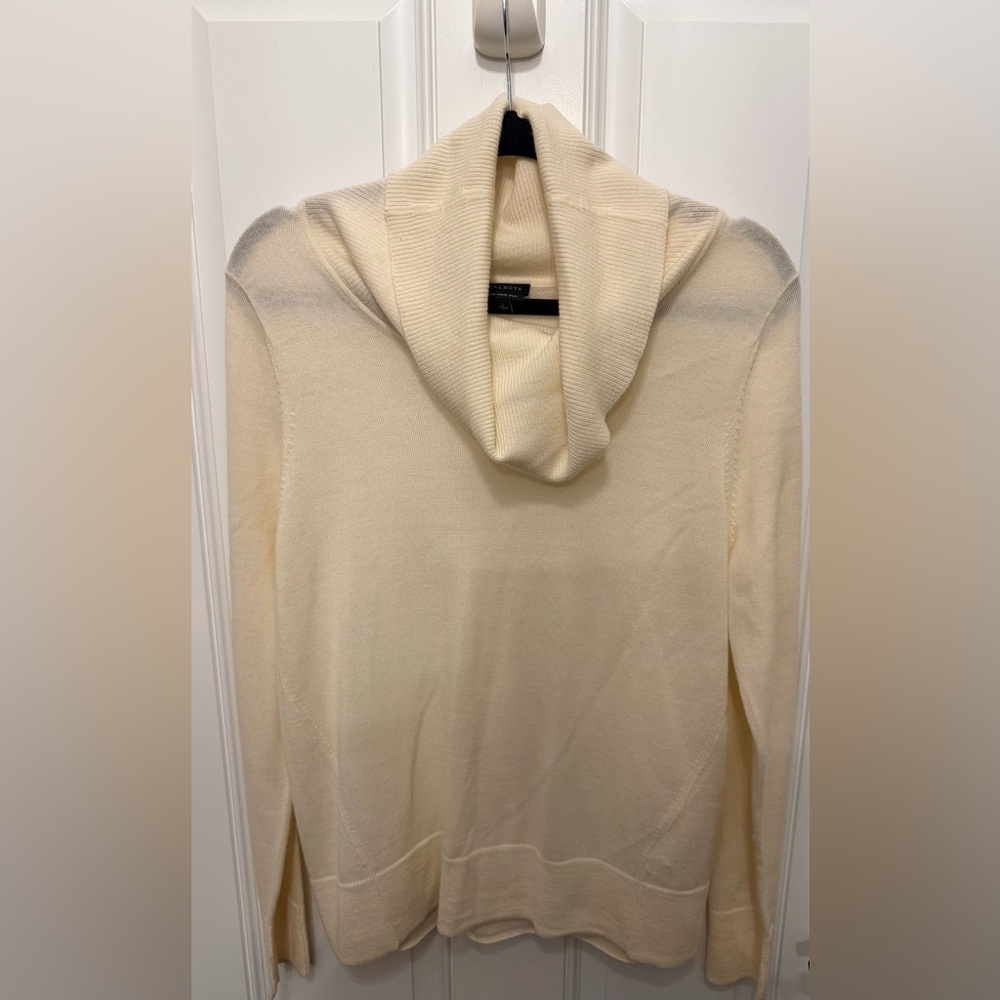 Talbots Soft Cream Ivory 100% Merino Wool Cowl Neck Sweater